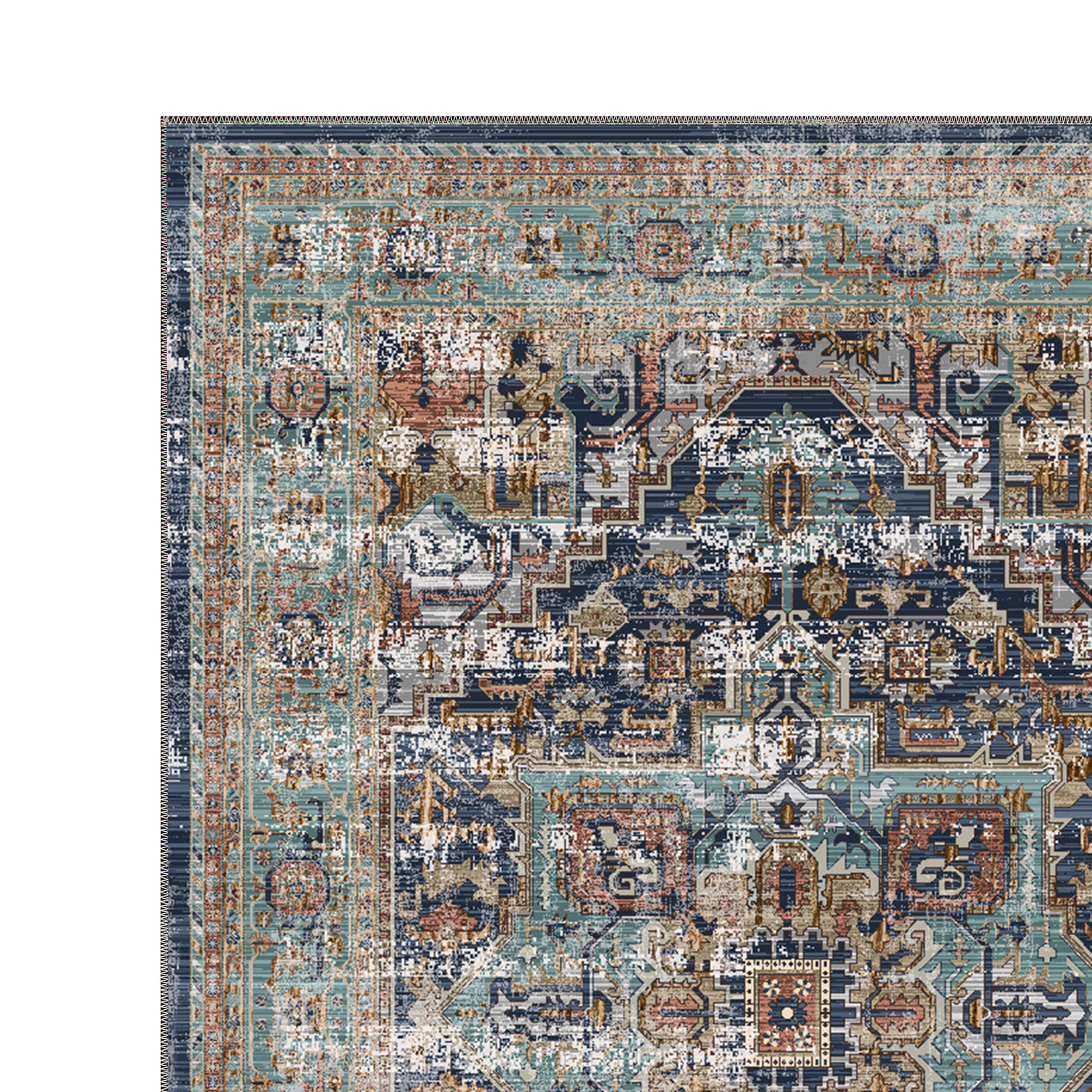 zenvira green turkish boho washable rug in modern bohemian interior shipped to usa and uk