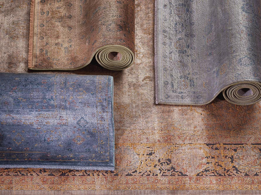 Thumbnail: premium vintage yellow silk machine carpet valentri in stylish living space