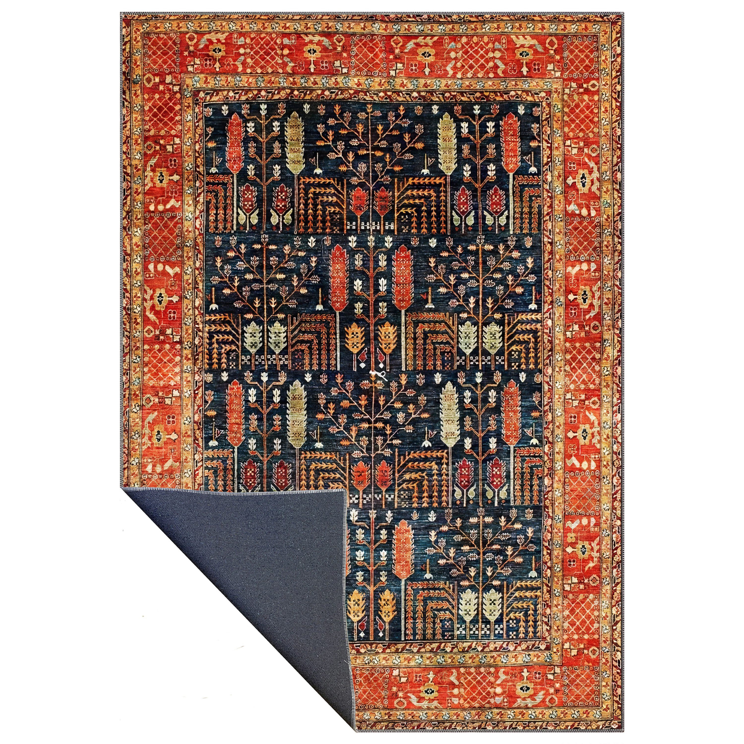 premium black red geometric persian machine washable rug maximus in stylish living space