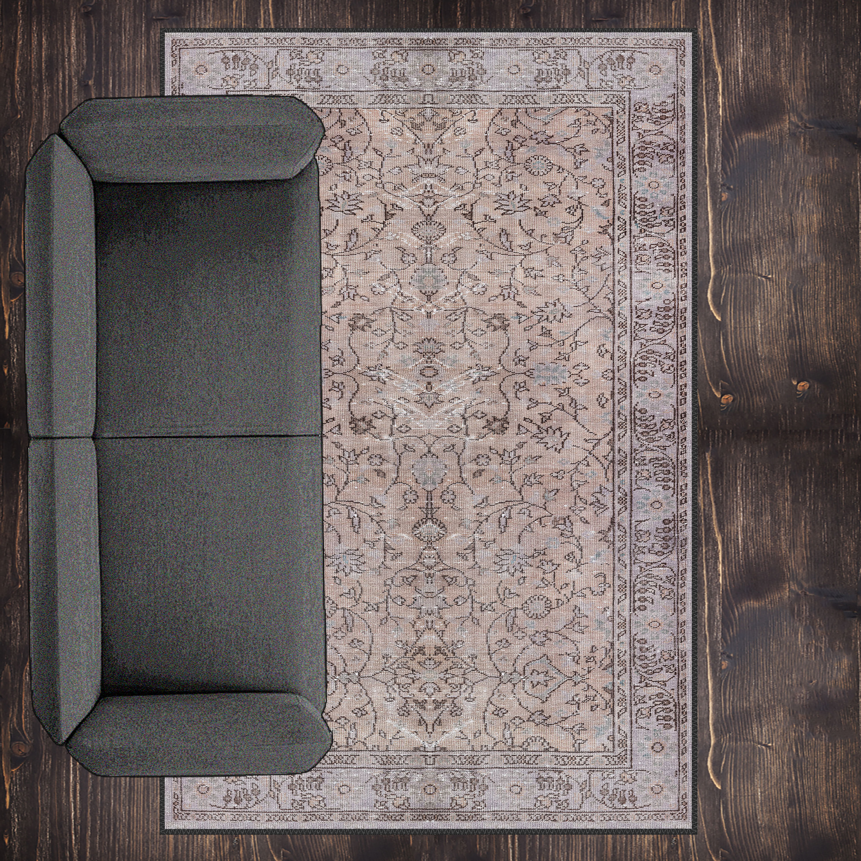 vintage boho machine washable rug mythara with soft aged texture in a stylish home