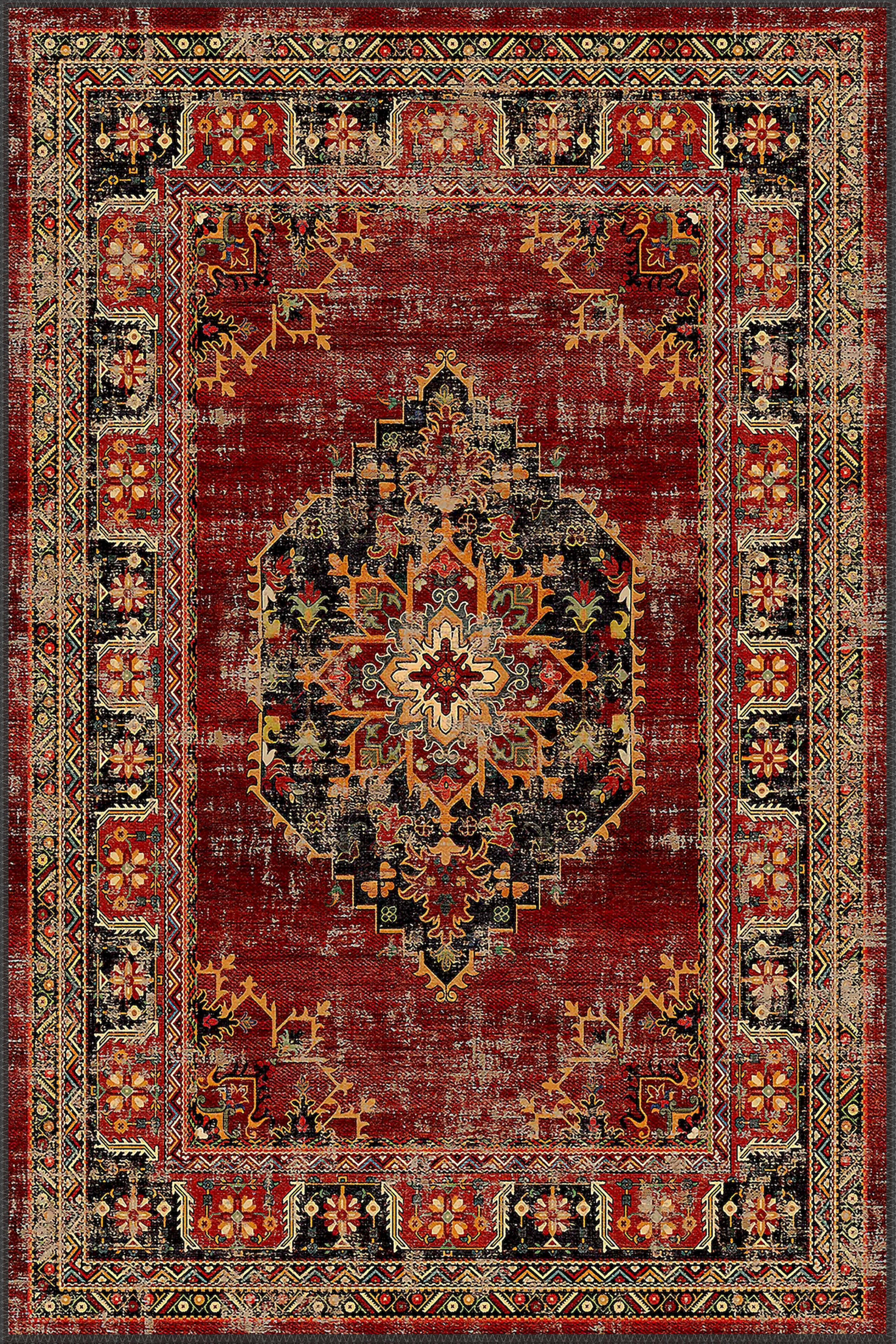octavian rug close up showing heriz pattern and woven texture details