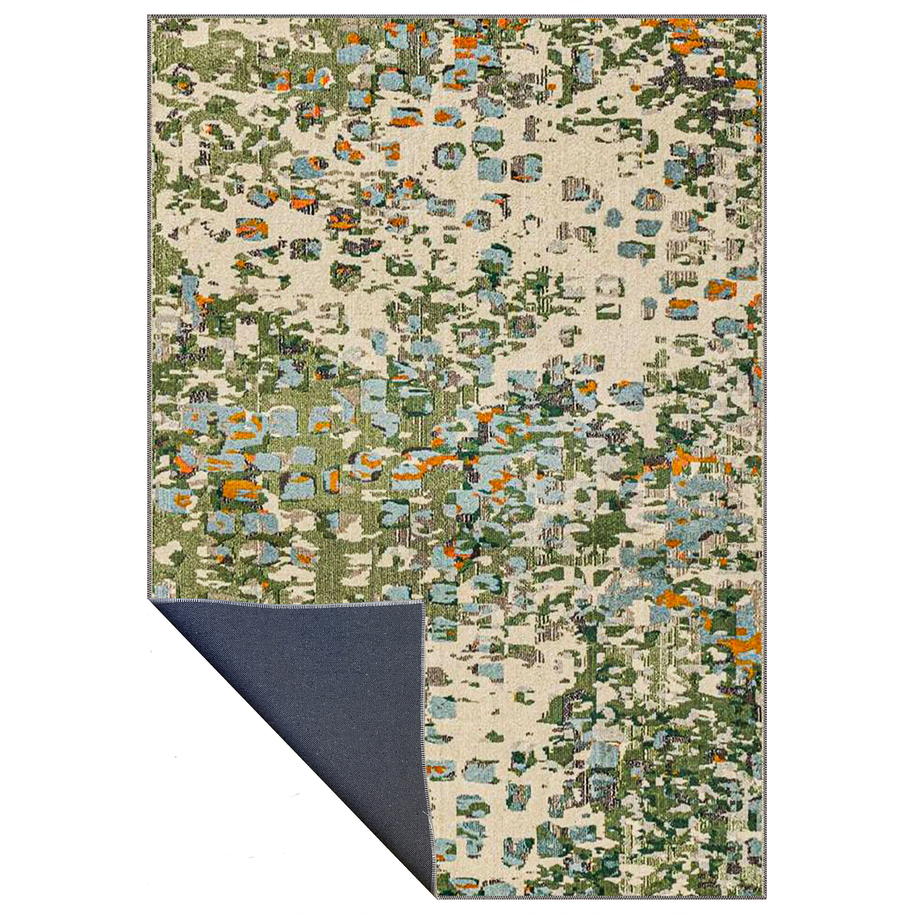 zereth green blue ethnic washable rug in modern boho interior shipped to usa and uk