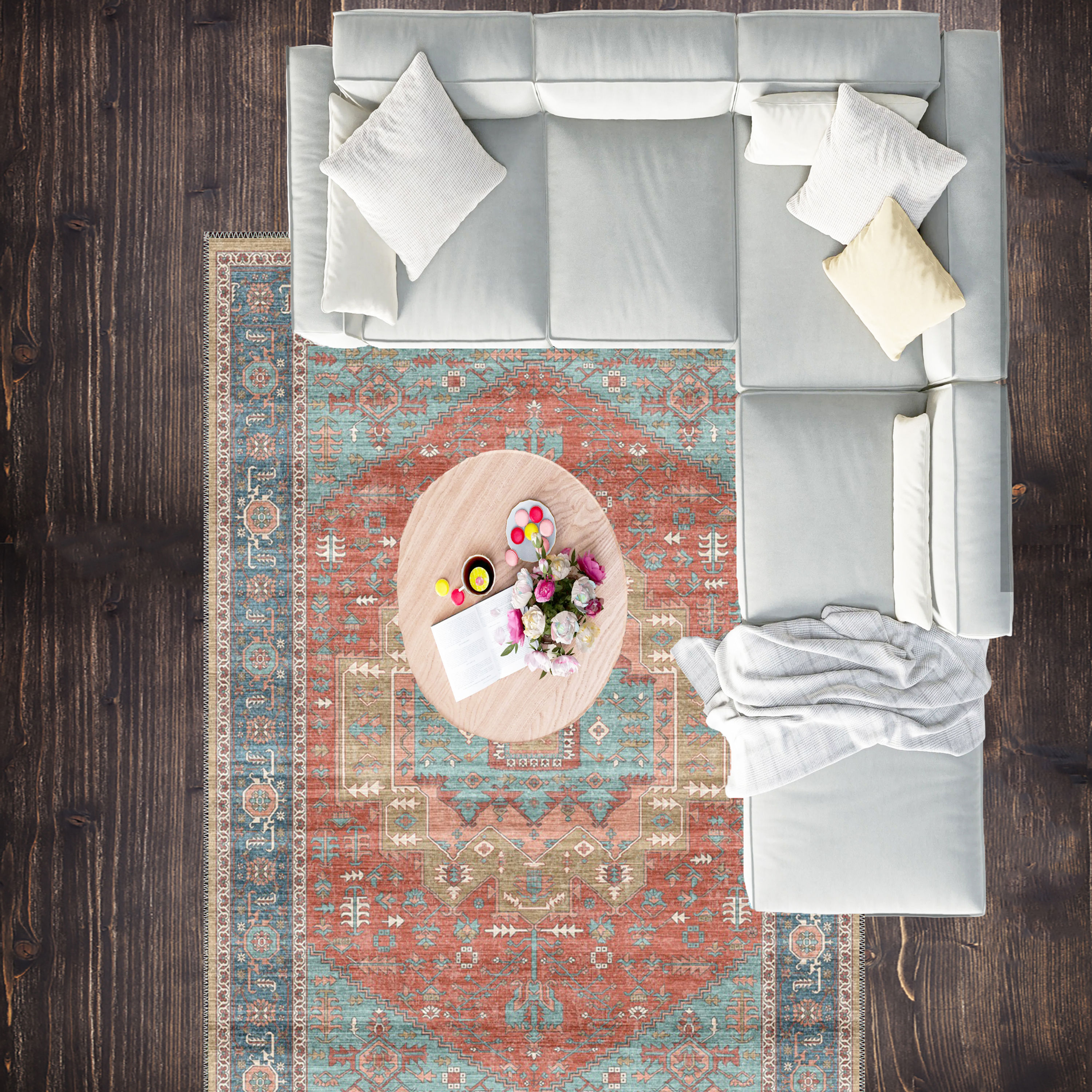 turkish medallion washable rug velion in classic oriental interior design