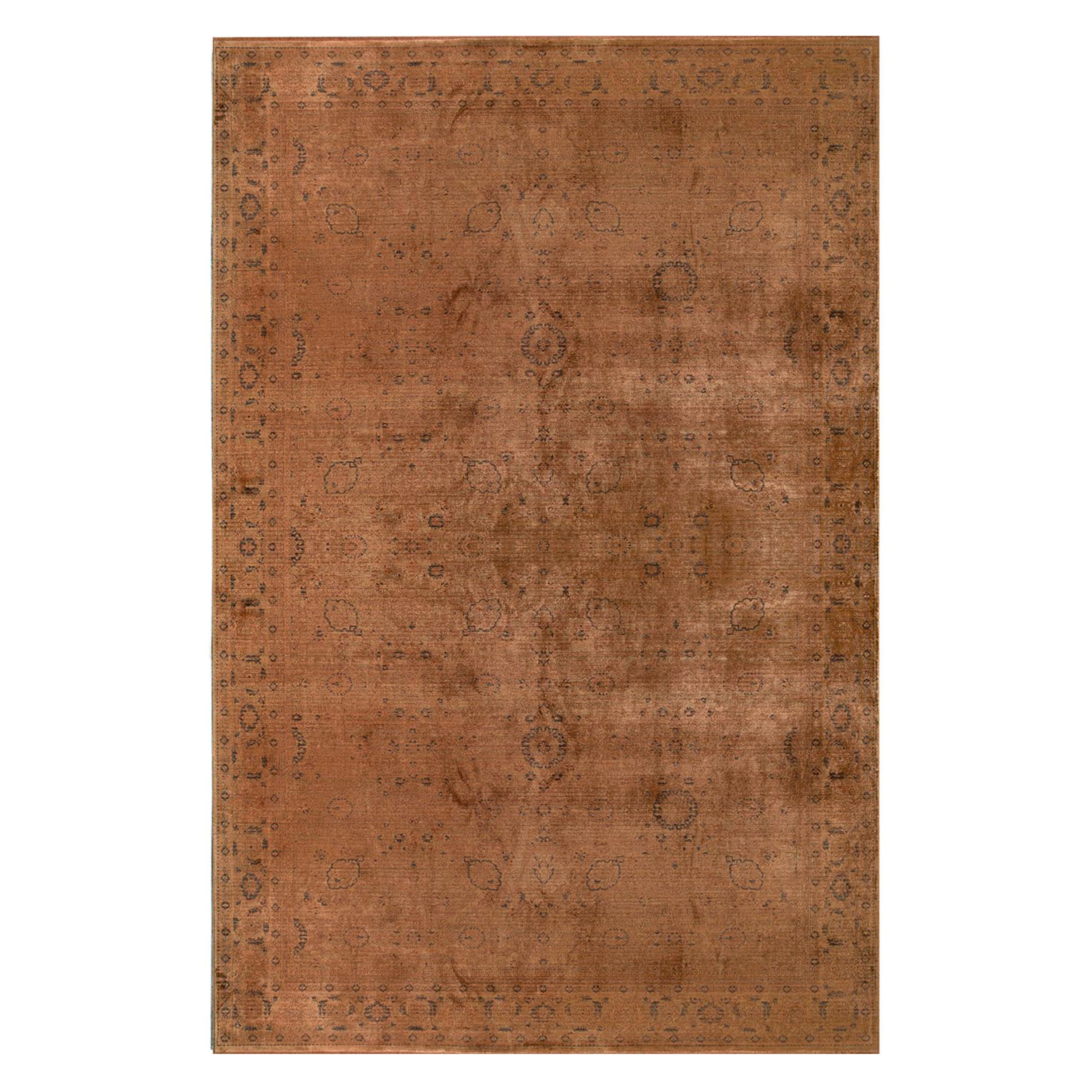 Vintage Serial Orange Machine Woven Silk Carpet