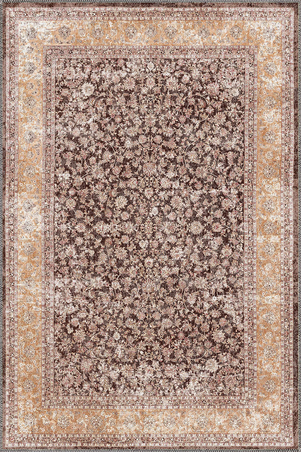 Thumbnail: zelvra persian boho washable rug in yellow tones with traditional pattern for high end home decor usa uk