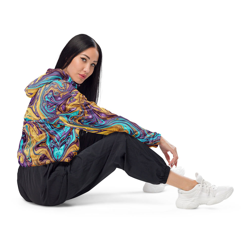 Thumbnail: DJ Tribe Fluid Art Women’s cropped windbreaker