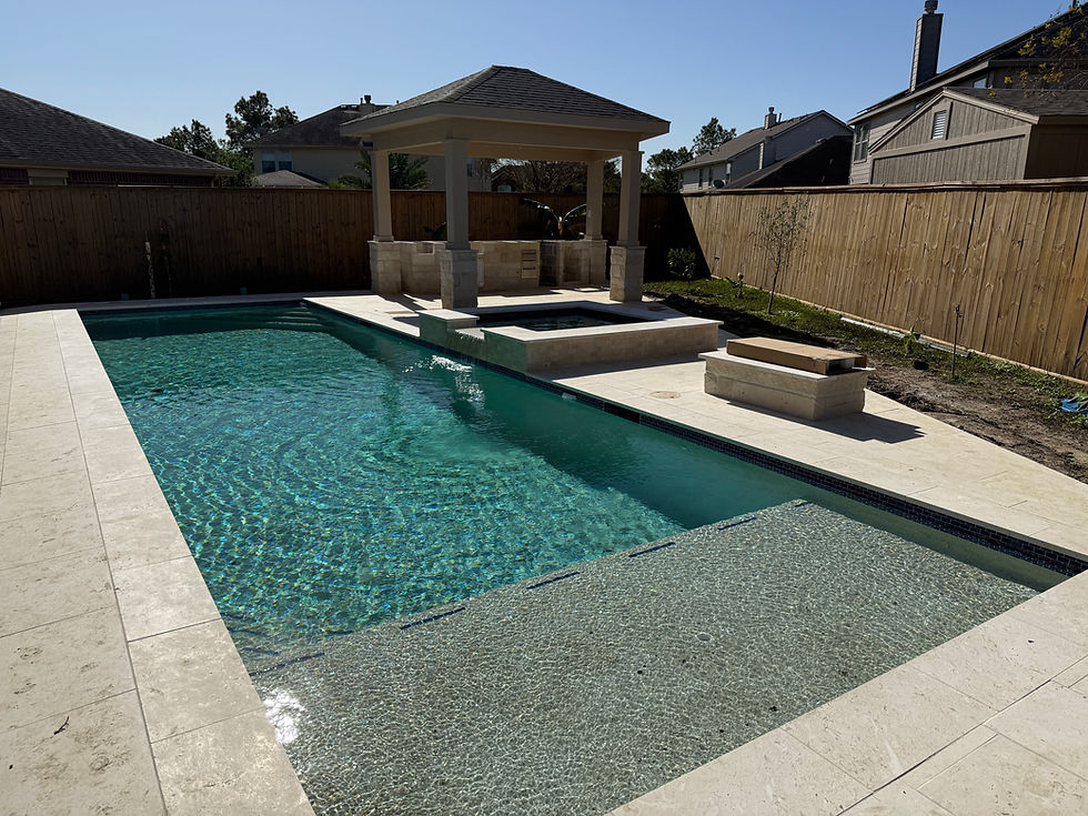 Completed custom inground pool construction in Missouri City Texas by CHR Builder