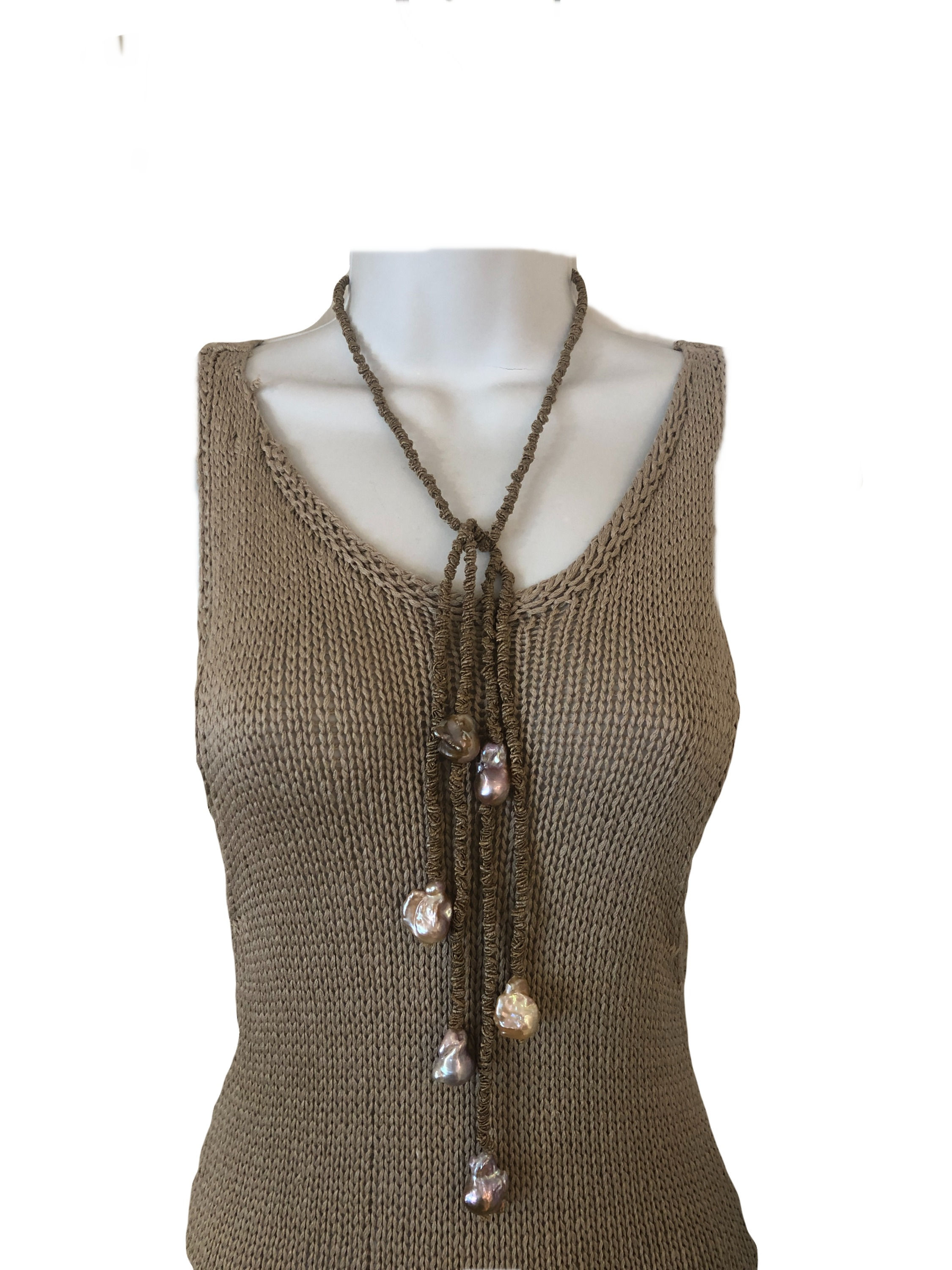 Allegra Dark Linen Mauve Pearls