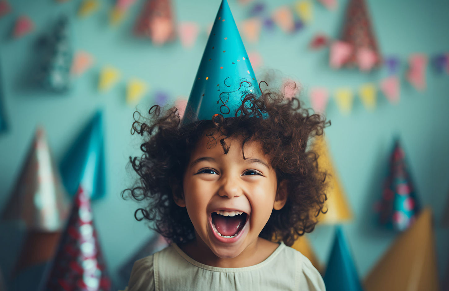 Enfant souriant et heureux lors d’un anniversaire avec décoration et kit anniversaire enfant tout compris My Dream Kit