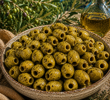 Olives Vertes Dénoyautées au Basilic.png