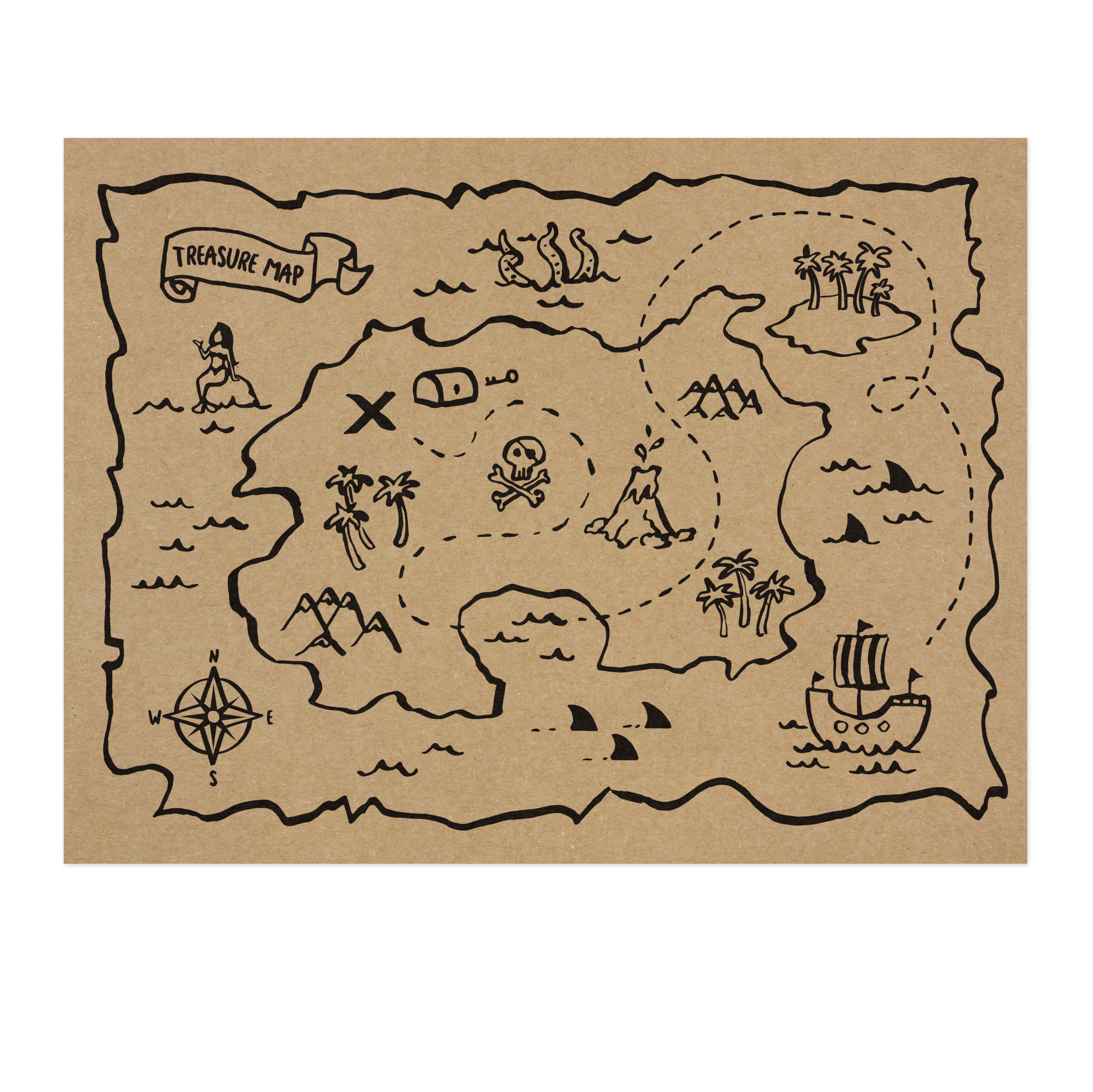 Lot de 6 sets de table “Carte au trésor – Pirate”