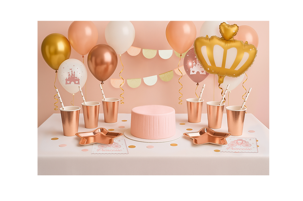 Miniature : Décoration anniversaire princesse avec ballons château rose gold