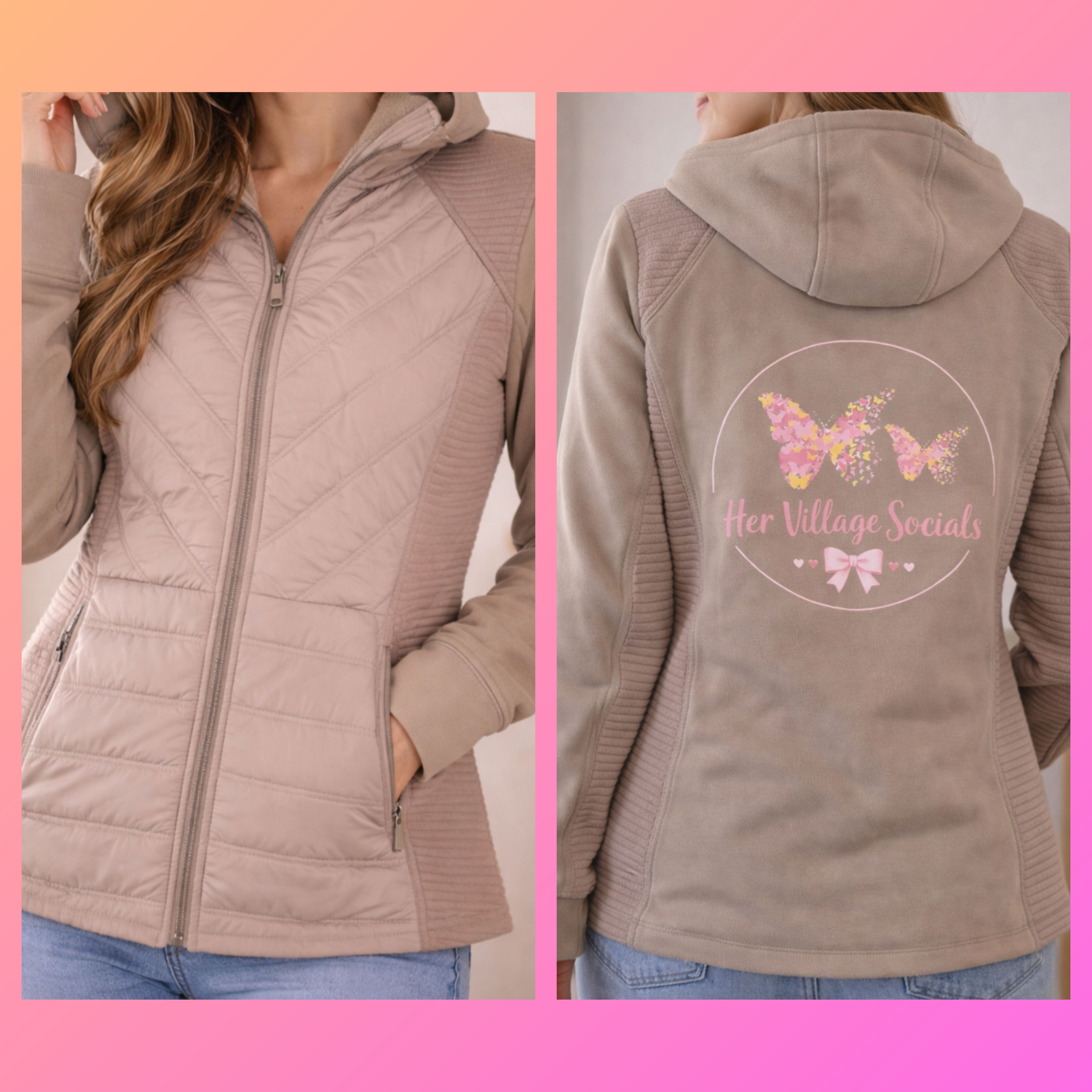 Her Village Butterfly Zip Hoodie Vest