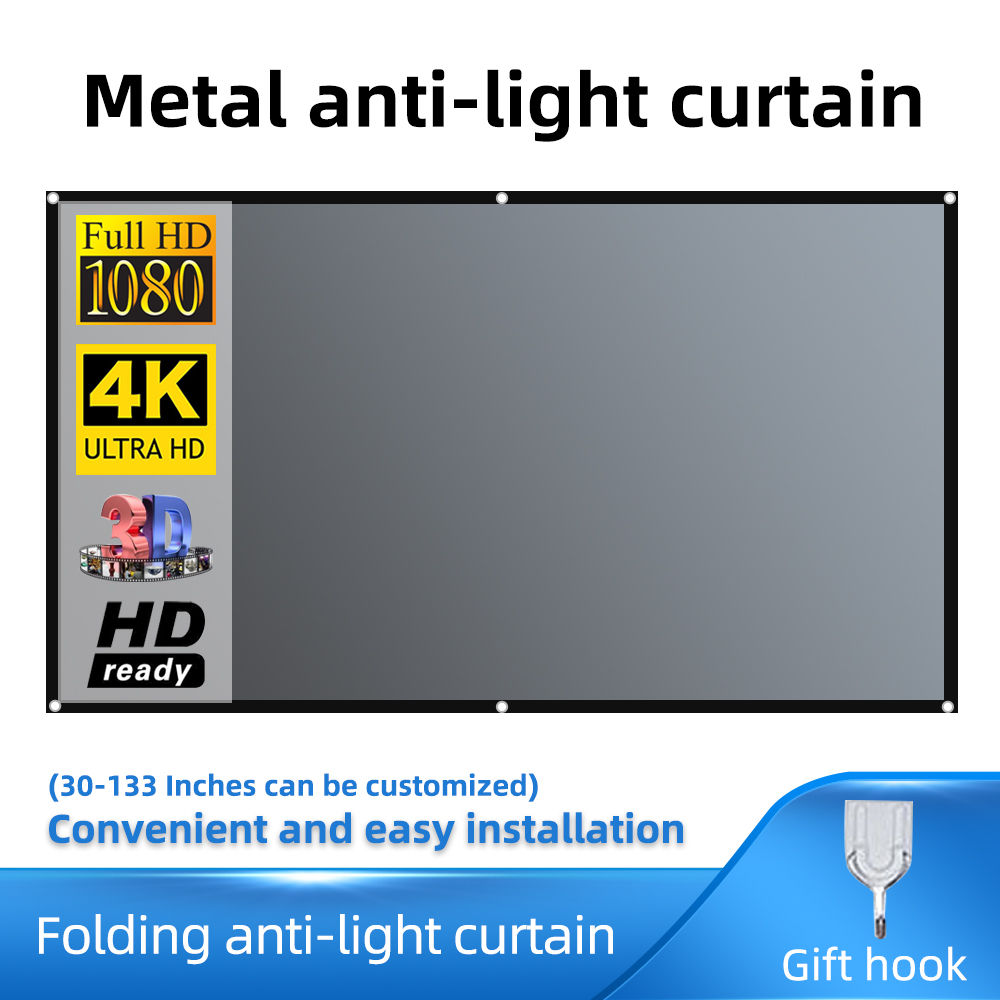 Salange Projector Screen 16:9 Metal Anti Light Curtain Reflective Fabric Cloth F