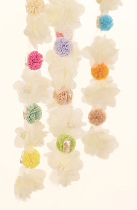 Thumbnail: 'Bohemian' Head Piece with Flowers and Mixed Beads
