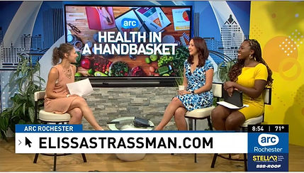 Elissa Strassman, RDN, CDN, with Stephannie Joseph and Abby Fridmann, of Fox Rochester WUHF, sharing some back to school eating tips for college students.