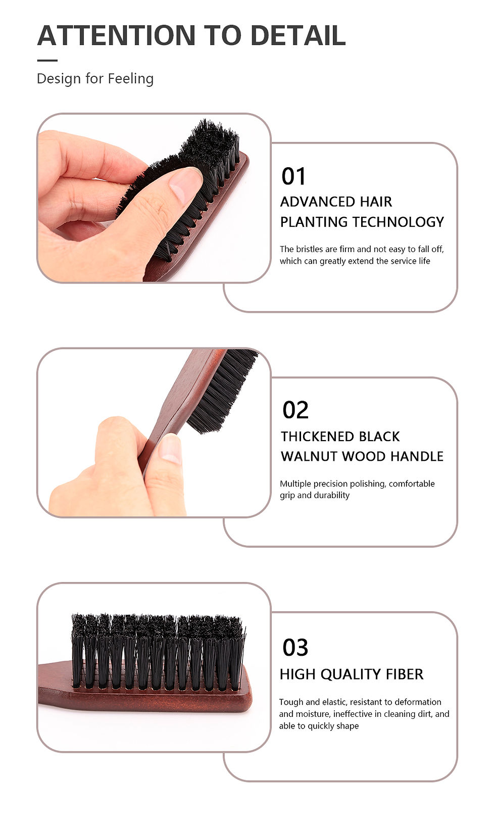 Thumbnail: Barbertop Men Beard Brush Wooded Handle Soft Hair Cleaning Brush Broken Hair Rem