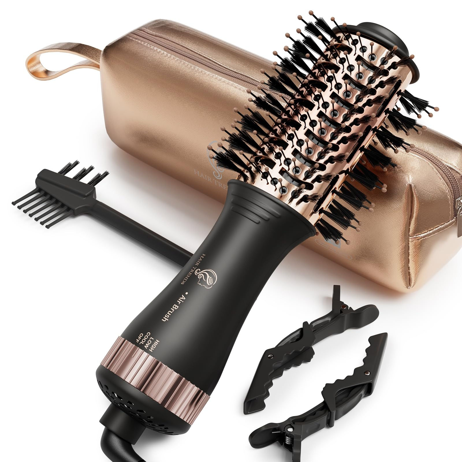Dual Voltage Travel Curling Hair Dryer Mini Hot Air Brush Styler & Dryer for Eur