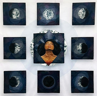 moon cycles, textile art, black woman, 