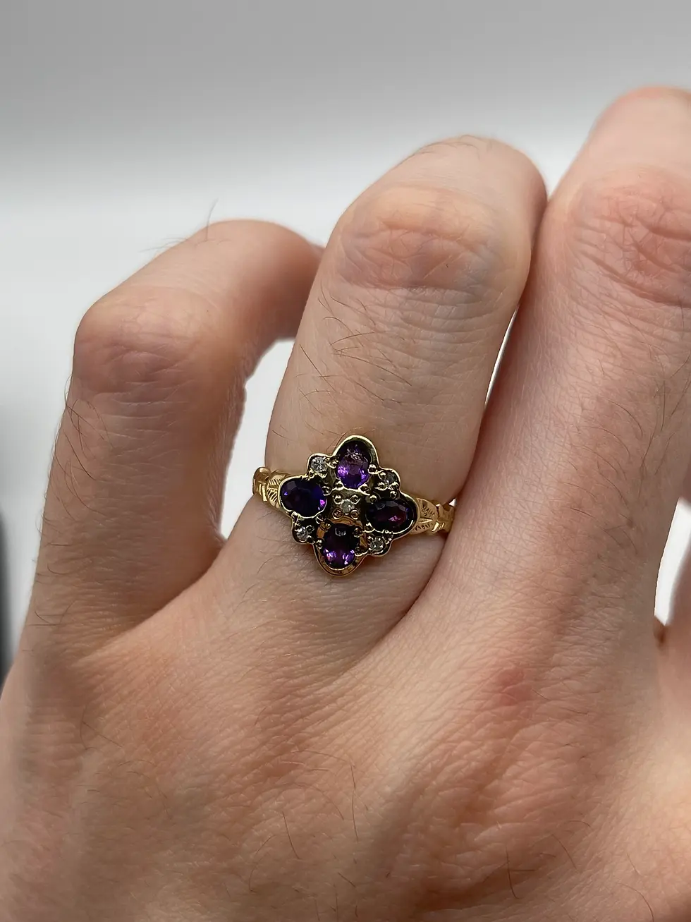 Thumbnail: Clover | vintage 9 karaat Amethist & diamant