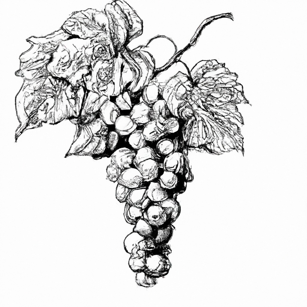 grape bunch with 2 leaves black & white fulll view (1).jpg