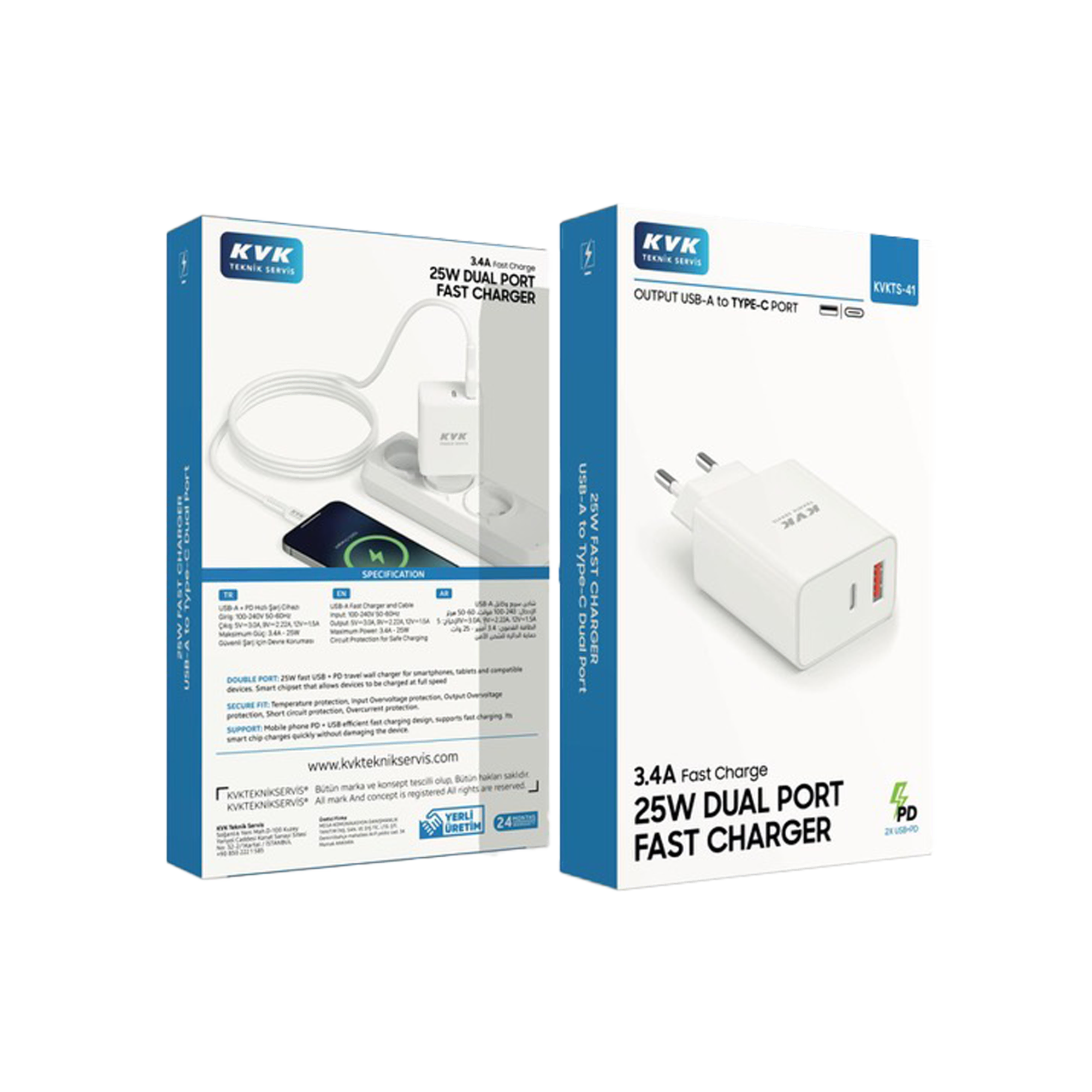 Arçelik 25W Typec+Usb-A Çift Port Usb Adaptör Şarj Cihazları