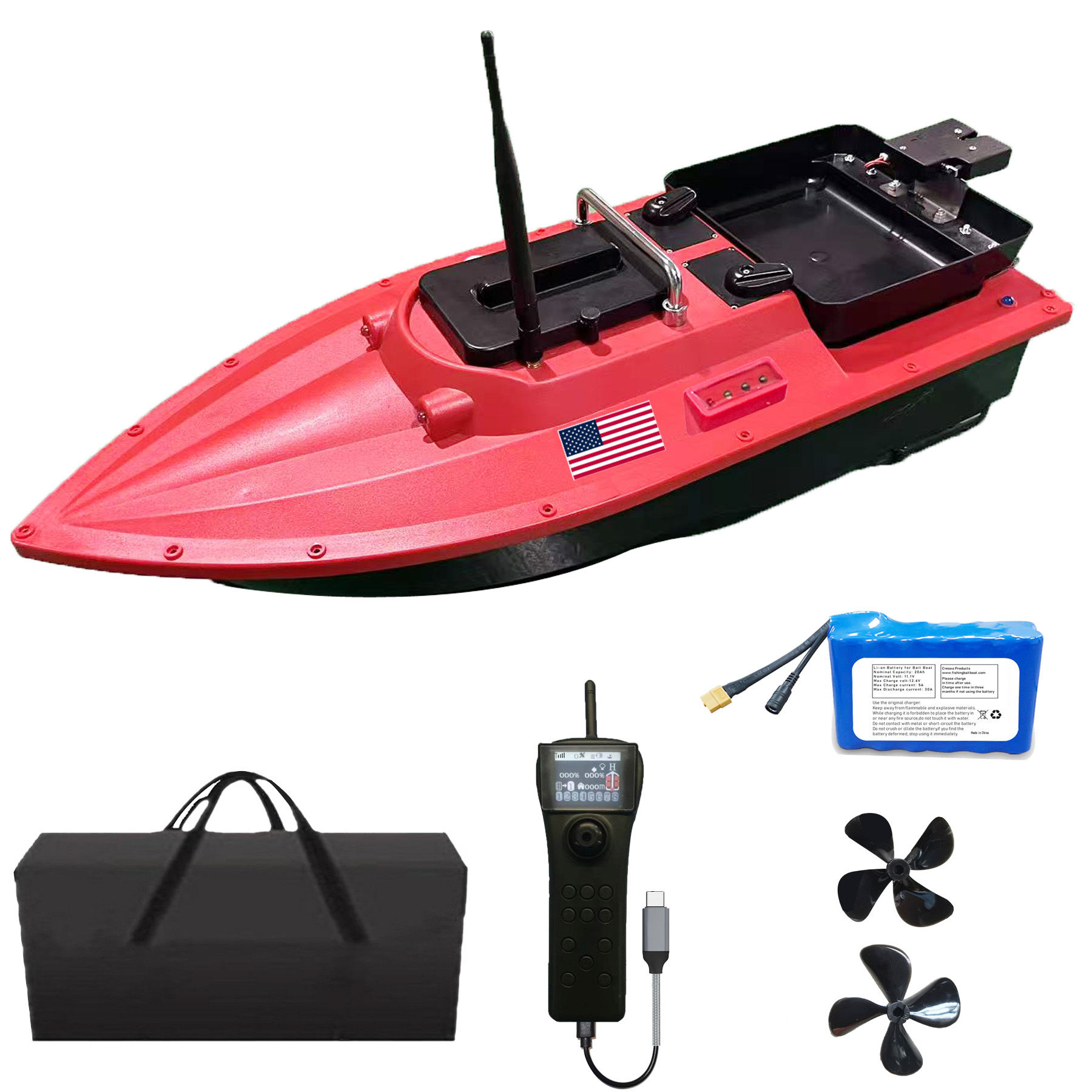 CreseaProducts 12V High-S70 Speed Waterproof Surf Fishing Boats for with GPS
