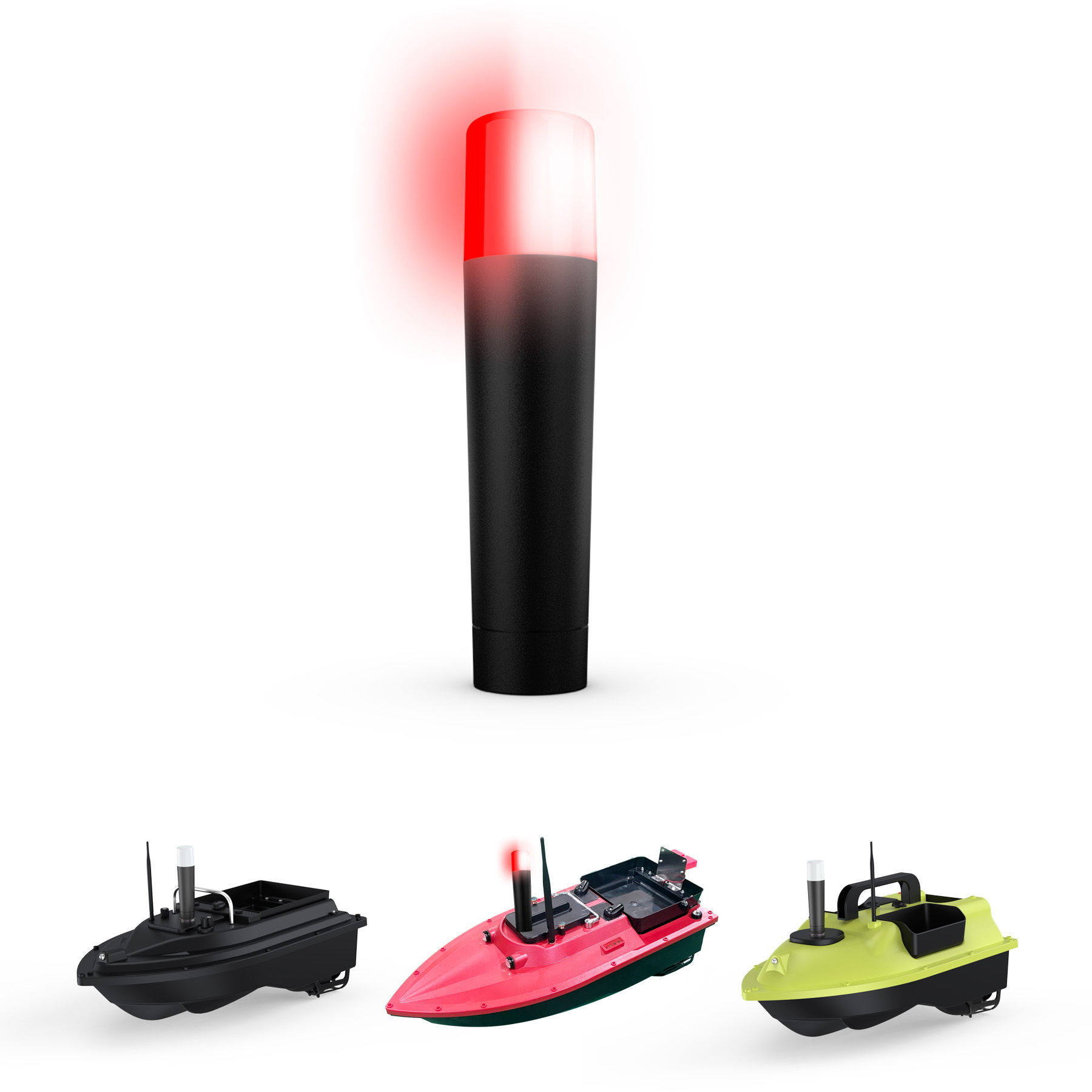 15 Hours  Life Portable RC Fishing Bait Boat Magnetic Navigation LED Light