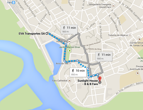 Map Bus Station to Sunlight House