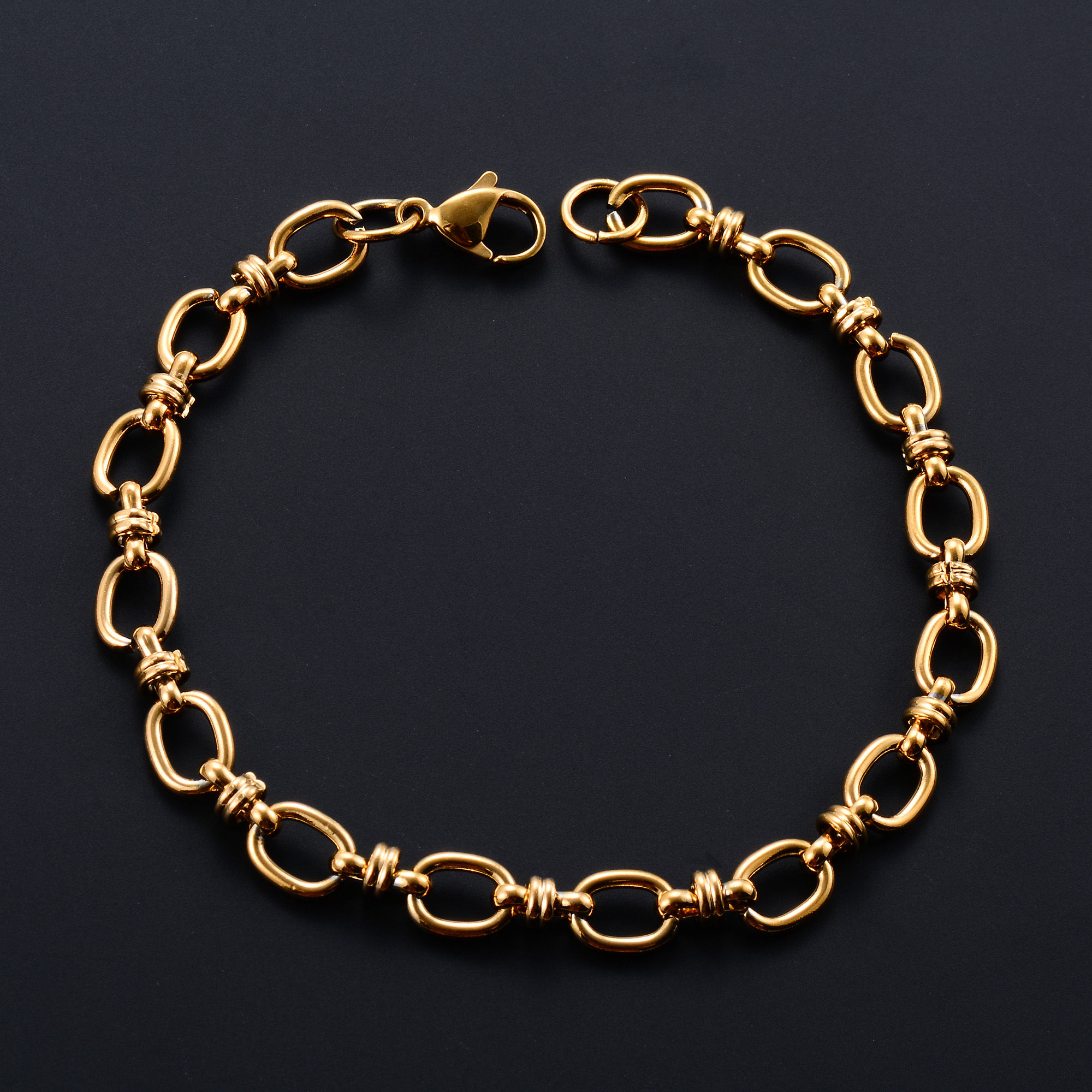 6.5mm Punk Handmade Stainless Steel Bracelet Link Oval Chain for Women Men Rock