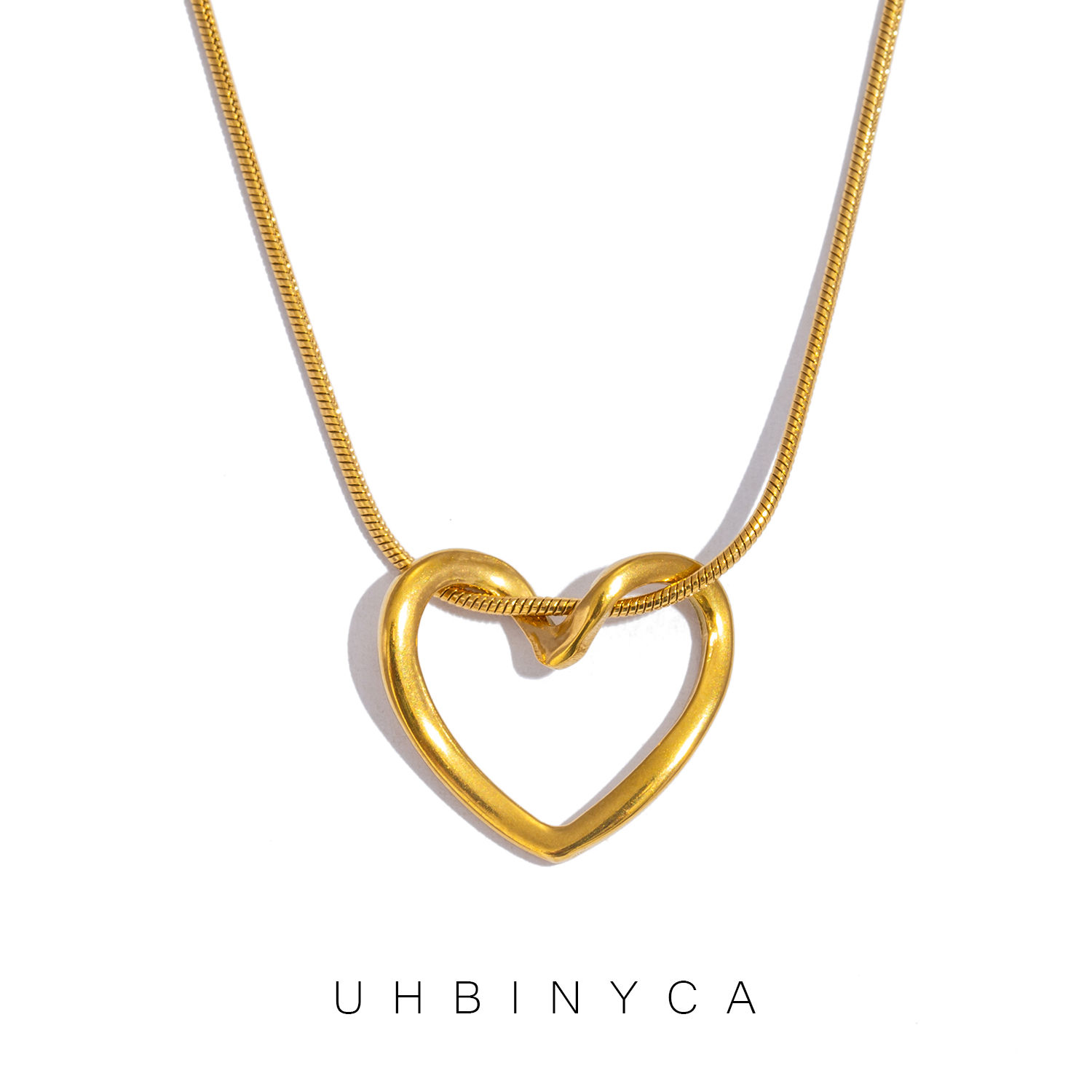 Dainty Gold Color Heat Love Pendant Collar Necklace Stainless Steel Exquisite Fa