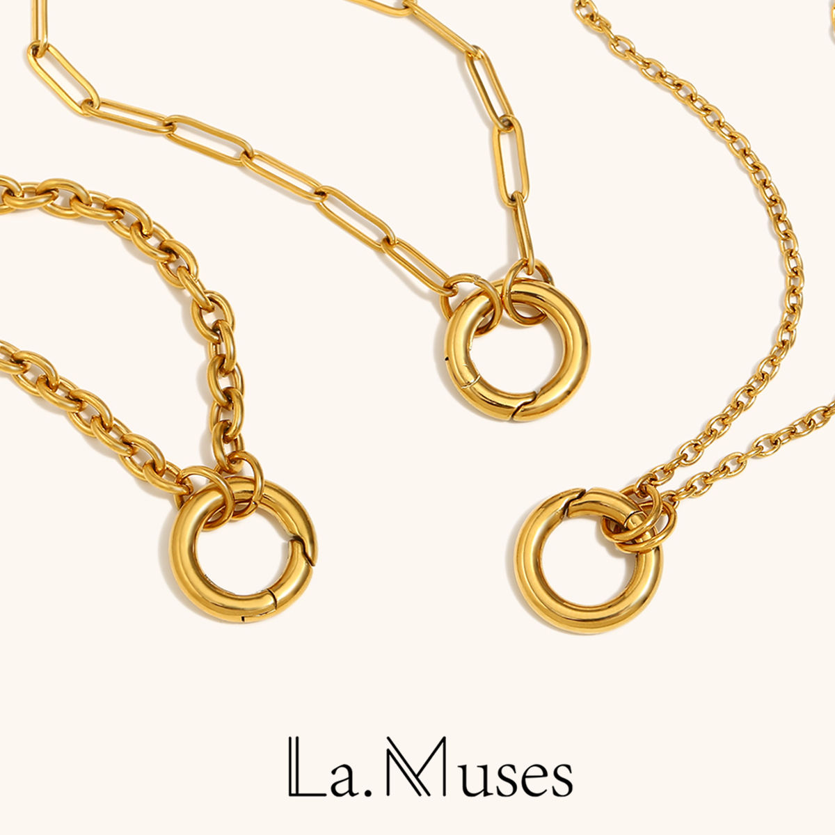 La. Muses Chain Styles Large O-Shaped Spring Buckles DIY Necklaces Stainless Ste