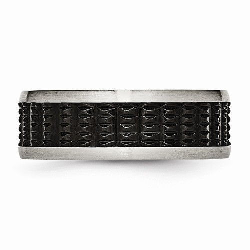 Thumbnail: Stainless Steel Brushed/Polished Black IP Textured Ring