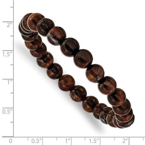 Thumbnail: Red Tiger's Eye Agate Beaded Stretch Bracelet