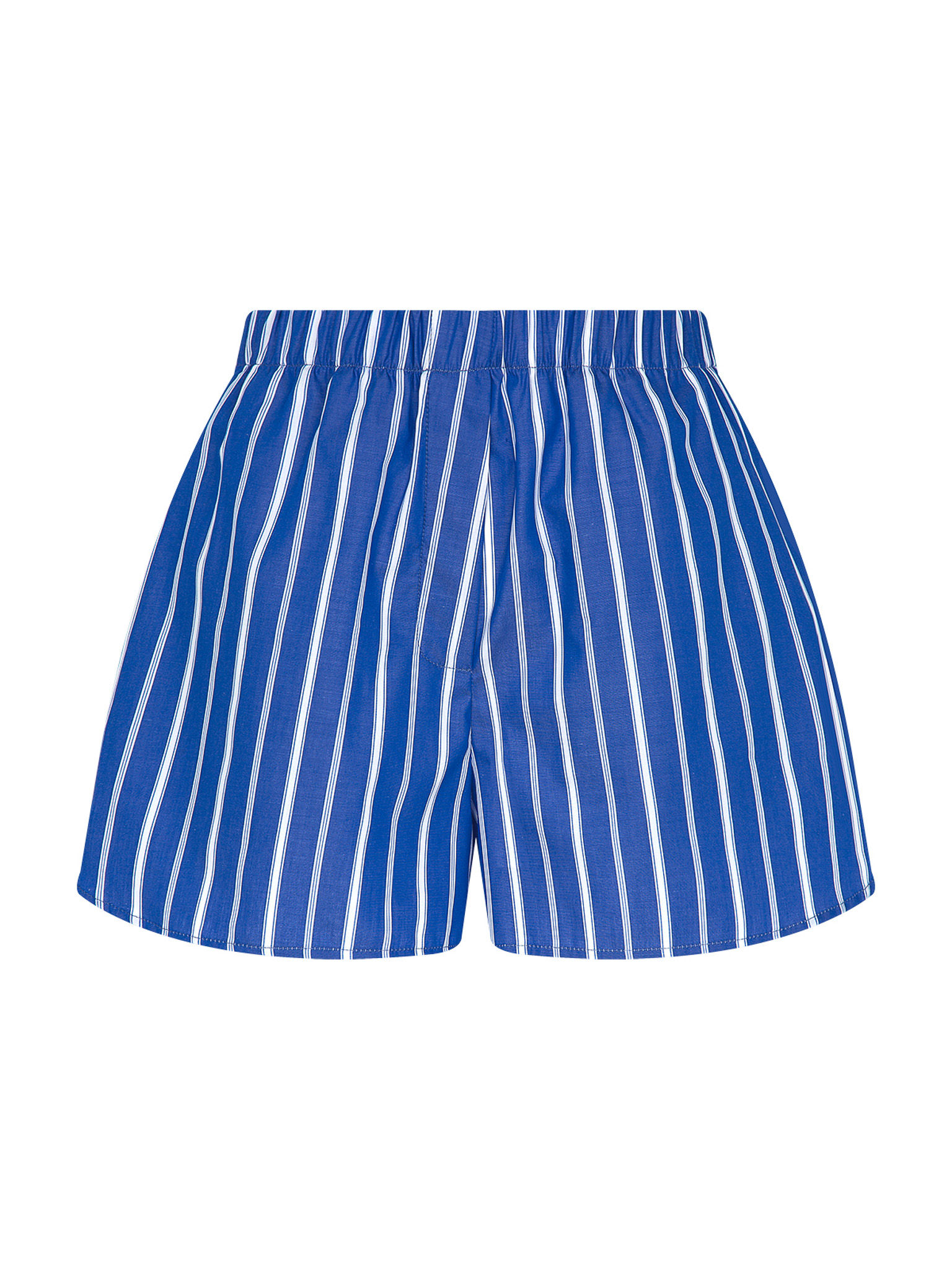 White Striped Elastic Waist Shorts
