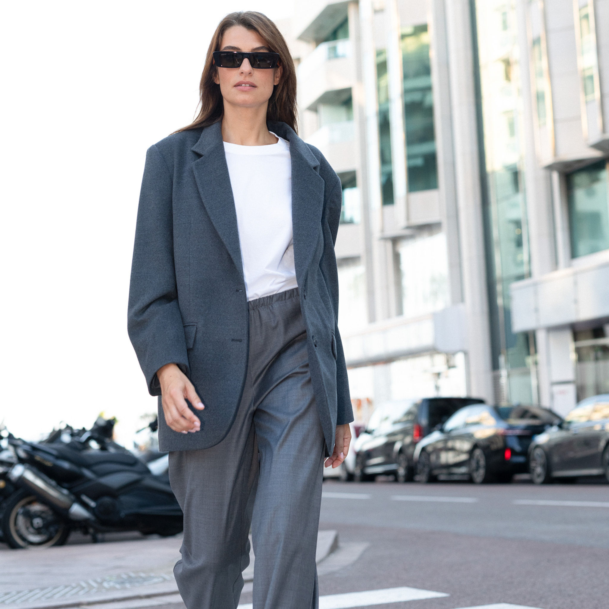 Gray Wool Oversize Blazer