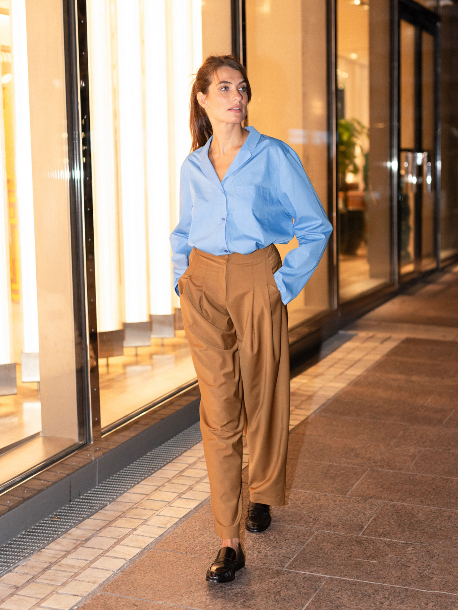 Hardal Önü Pilili Yünlü Pantolon