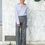 Thumbnail: Wool and Silk Blend Wide Leg Elasticated Waist Pants Grey