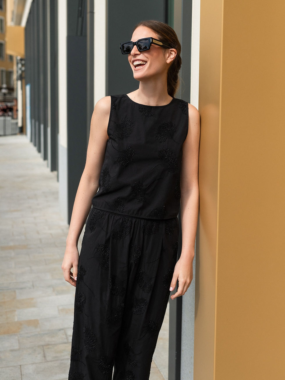 Thumbnail: Perlina Beaded Blouse Black