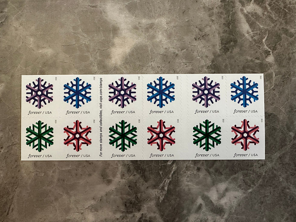 Thumbnail: Geometric Snowflakes Forever stamps