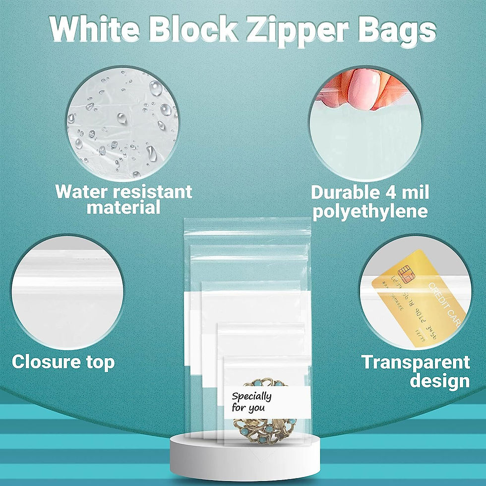 Thumbnail: White Block Zipper Bags 5 Sizes. Assortment Pack of 1000 Clear Write on Block Se