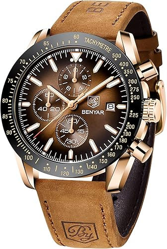Men Watches BY BENYAR Chronograph Analog Display Quartz Movement Business Sport