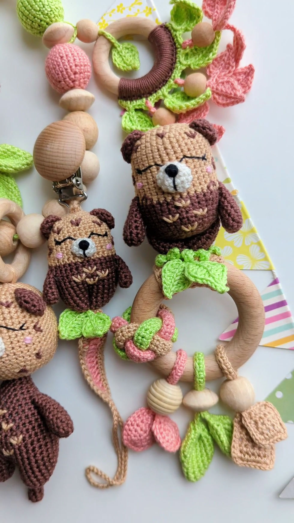 Video showcasing the 5 handmade crochet toys in the Otter Themed Baby Gift Set