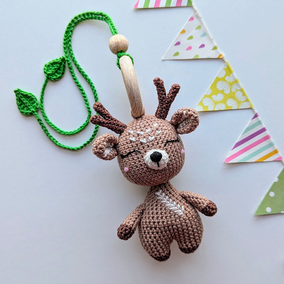 Thumbnail: Crochet hanging toy with soft deer with string