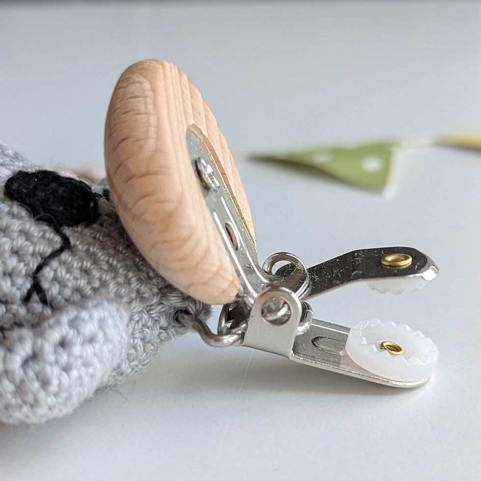 Thumbnail: Wooden clip for pacifier holder from ColoredYarn