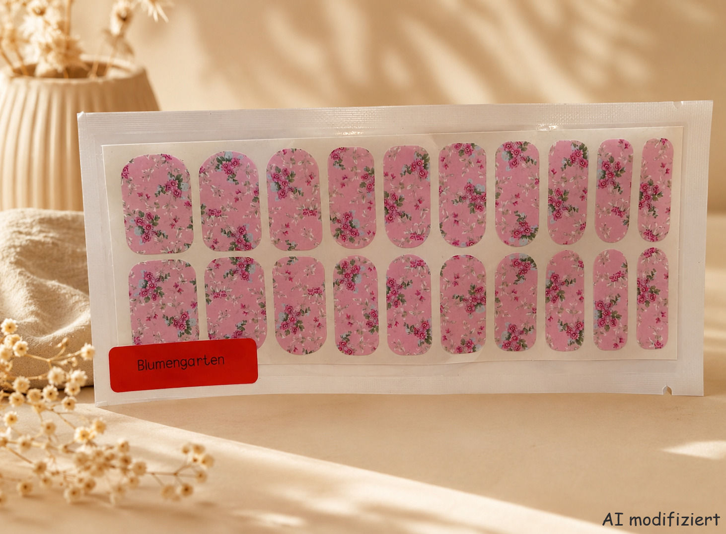 Rosa Blumengarten Nagelfolien für kreatives Nageldesign
