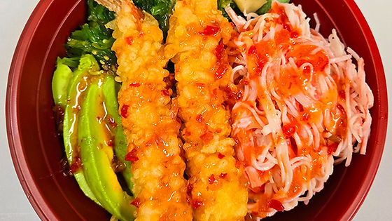 Sweet chili Shrimp tempura bowl