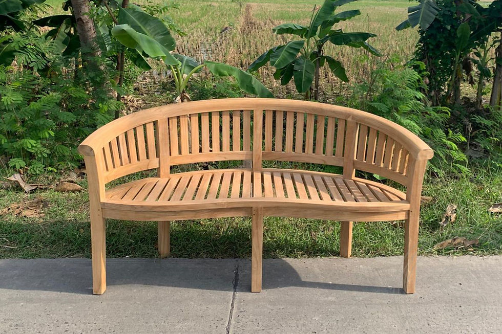 Thumbnail: Luxurious Banana Teak Garden Bench – 160cm for sale in a uk garden center