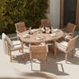 Thumbnail: Regency Teak Oval Extending Dining Set with 4cm Top - 120-170cm With 6 Chairs for sale in a uk garden center