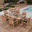 Thumbnail: Teak extending dining table 120–170 cm with 4 cm thick top and sturdy legs – weather-resistant outdoor furniture UK